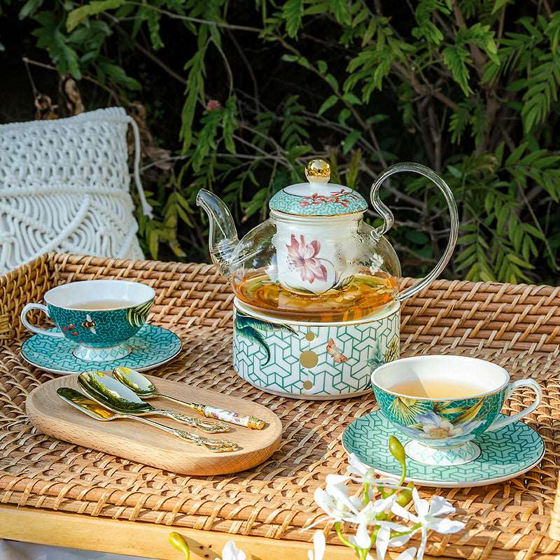 British Afternoon Tea Sky Blue Bird Pattern Tea Set