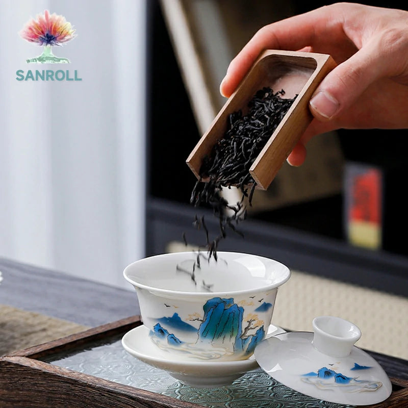 Landscape painting themed traditional Chinese tea set